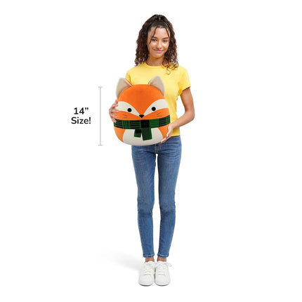 Squishmallows Amazon Exclusive Holiday Fox 14'' Plush - Orange Fox with Plaid Scarf | Collectable Cute Plush Toy, Cuddly Toys for Children, Soft Toys, Christmas Teddies Suitable for Girls and Boys