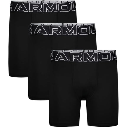 Under Armour Boys' Big Performance Boxer Briefs, Lightweight & Smooth Stretch Fit, Solid Black Three Pack, Large