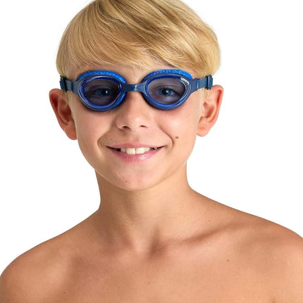 ARENA Air Junior Goggles for Children Age 6-12, Ultra-Light, Unisex Swim Goggles with Anti-Fog, UV Protection & Adjustable Fit, with Soft Air Seals for Gentle Wear, Blue/Blue