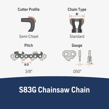 Husqvarna S83G-24 X-Cut S83G Chainsaw Chain, Grey