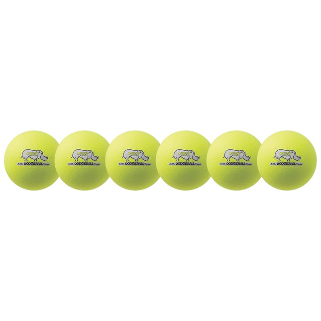 Champion Sports RXD6NYSET Rhino Skin Dodgeball, Set of 6, Neon Yellow, 6"