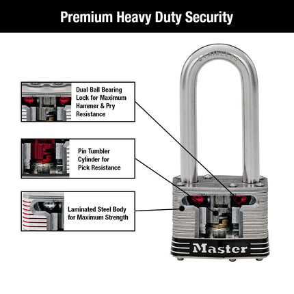 Master Lock 5SSTLJ Stainless Steel Outdoor Padlock with Key, 2 Pack Keyed-Alike, Silver