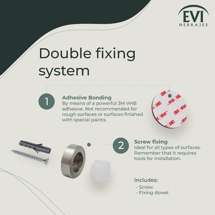 EVI Herrajes | Stainless Steel Door Stopper | Ø35x18mm | Wall Protector | Adhesive + Screw Fixing | Matte Finish | Mod I-254-BAM