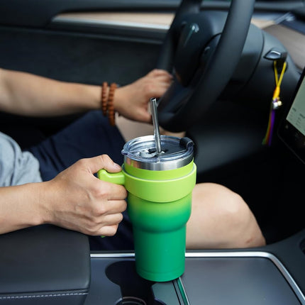 BJPKPK 600 ml Tumbler with Handle & Straw, Insulated Stainless Steel Mug