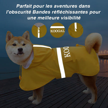 KOOGAL Pet Large Dog Raincoat Apparel Poncho Waterproof for Medium Large Sized for Dog Raincoat Clothes Jacket,Dog Rain Jacket (Yellow, 3XL)