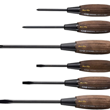 Vessel Woody Penetrating Screwdriver Non-Slip Grip Set of 6 (Boxed) 336PS