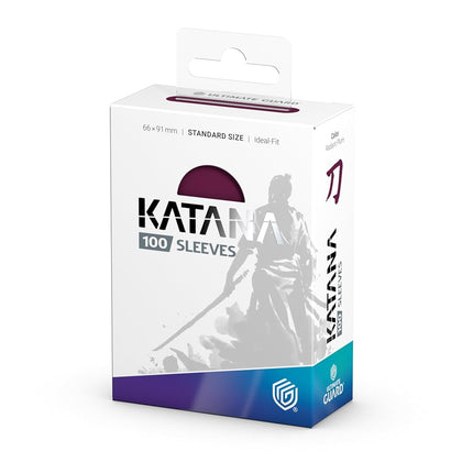 Ultimate Guard Katana Card Sleeves, 100 Standard Size TCG Sleeves, 66 x 91 mm, Radiant Plum Back, Tournament Sleeves, Non-PVC & Acid-Free, High Clarity