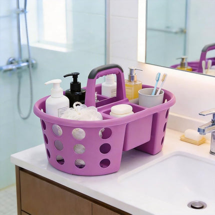 SIMPLYKLEEN Large Shower Caddy Portable 2PC - Made in USA Plastic Jumbo Size Dorm Storage Candy Tote with Handle Shower Organizer for Bathroom, Pantry, Kitchen, College Dorm, Purple