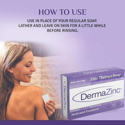 Dermalogix DermaZinc Jabón de Zinc Terapéutico Tratamiento Medicado - 5 Barras Nuevo Tamaño Más Grande