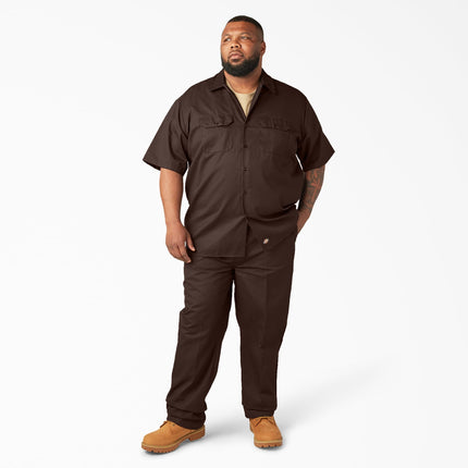 Camisa de trabajo de manga corta Dickies para hombre, XLT, Marrón Oscuro