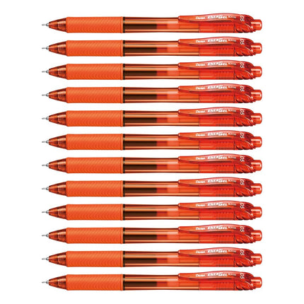 Pentel EnerGel-X Retractable Liquid Gel Pen (0.5mm) Needle Tip, Fine Line, Orange Ink, Box of 12 (BLN105-F)