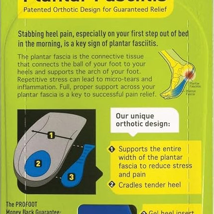 PROFOOT Plantar Fasciitis Orthotic Insoles for Men (Sizes 8-13) – Gel Shoe Inserts for Instant Heel Pain Relief and Arch Support – 2 Pairs of Heel Pads