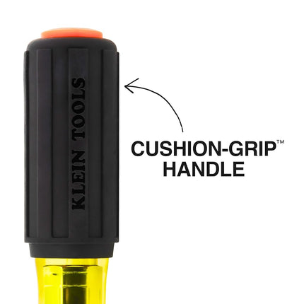 Klein Tools 65406M Metric Color-Coded Nut Driver, Hollow-Shaft, Heavy-Duty 6 mm Hex, Pass-Through Design, 6-Point Socket, and Cushion-Grip Handle