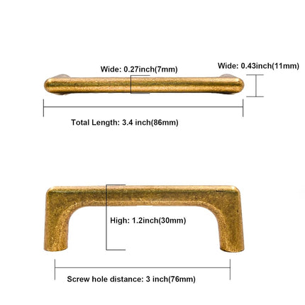 Asidrama 10 Pack 3 Inch(76mm) Antique Brass Cabinet Pulls Vintage Retro Cabinet Handles Cupboard Handles Kitchen Cabinet Hardware for Cupboard Drawer Pulls
