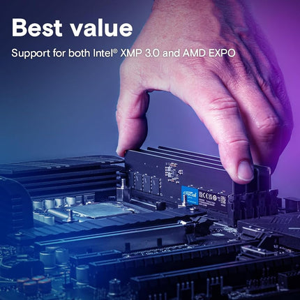 Crucial DDR5 RAM 32GB Kit (2x16GB) 4800MHz, Desktop Computer Memory, CL40 - CT2K16G48C40U5