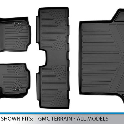 SMARTLINER Custom Fit Floor Mats 2 Rows and Cargo Liner Black for 2018-2019 GMC Terrain - All Models
