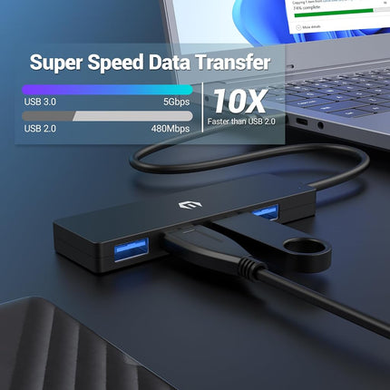 Tymyp USB 3.0 Hub, 4 Port USB Hub, High-Speed 5Gbps Transmission, Seamlessly Expand Laptop Connectivity for Flash Drive, Hard Drive, Console, Printer, Camera, Keyboard, and Mouse