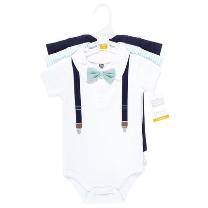 Hudson Baby Unisex Baby Cotton Bodysuits, Mint Navy Cuter Version, 9-12 Months