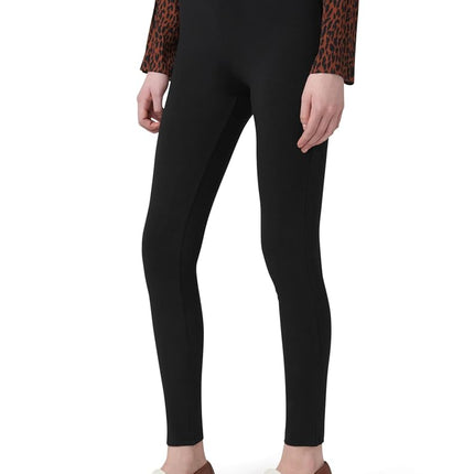 HUE Women's Wide Waistband Blackout Cotton Leggings, Assorted Hosiery, Black, S