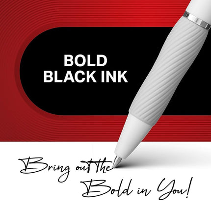 S-Gel, Gel Pens, Medium Point (0.7mm), Pearl White Body, Black Gel Ink Pens, 8 Count