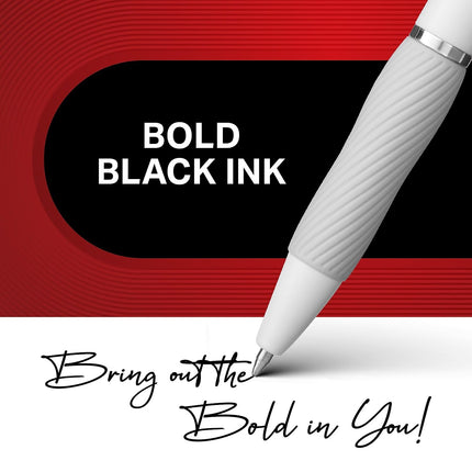 S-Gel, bolígrafos de gel, punta mediana (0,7 mm), cuerpo blanco perla, bolígrafos de tinta de gel negra, 8 unidades