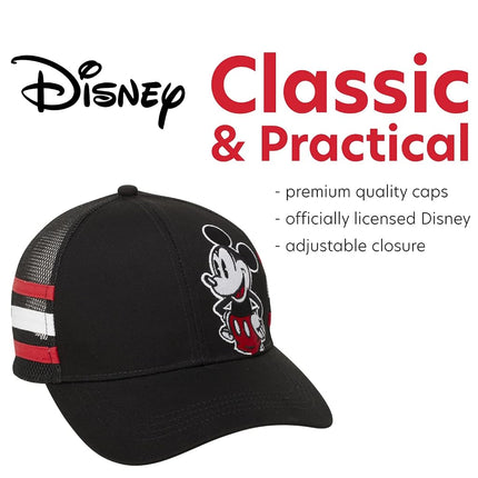 Disney Men's Baseball Cap Mickey Mouse Curved Brim Snap-Back Hat, Mickey Stripes