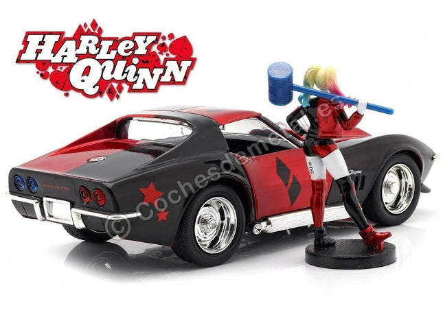 Jada 1:24 1969 Corvette con figura de Harley Quinn