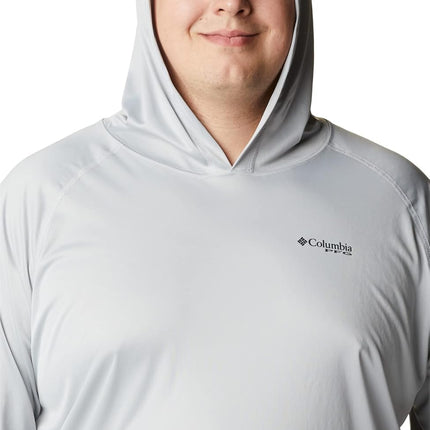 Columbia Mens Terminal Tackle Hoodie, Cool Grey/Vivid Blue Logo, S