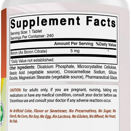 Best Naturals Boron Supplements 5 mg 240 Tablets (240 Count (Pack of 2))