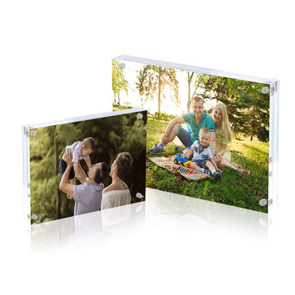 AMEITECH 5x7 Acrylic Photo Frame, Magnetic Picture Frames, 10 + 10MM Thickness Stand in Desk Table, Clear (5 Pack)