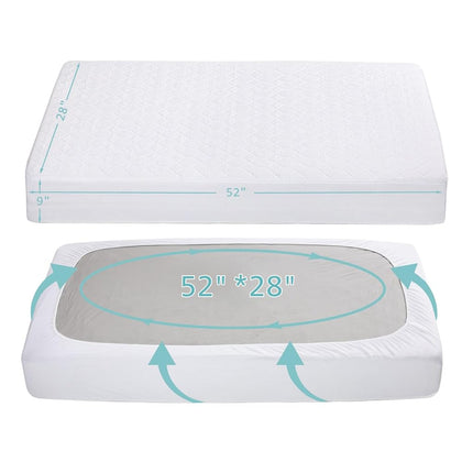 Protector de colchón acolchado impermeable de microfibra suave para cuna y cama infantil American Baby Company, blanco, 52"x28"x9"