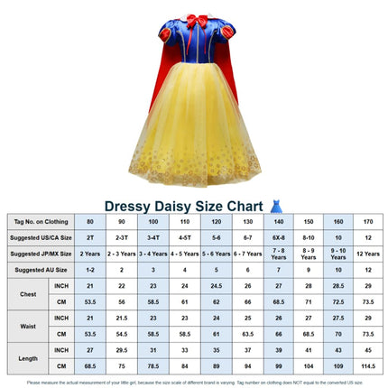 Dressy Daisy Toddler Little Girls Princess Costume with Cape and Accessories Fancy Dresses Up Halloween Party Size 3-4