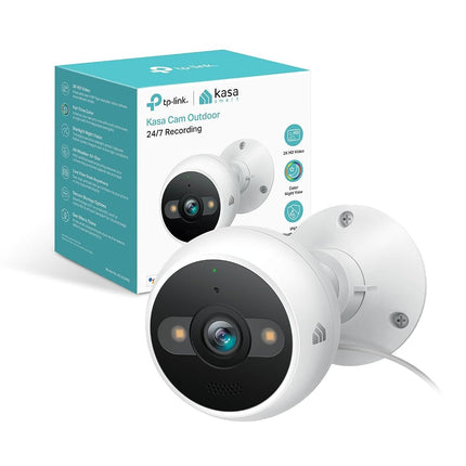 Kasa Smart 4MP 2K Security Camera Outdoor Wired, IP65, Starlight Sensor & 98 Ft Night Vision, 2-Way Audio w/Siren, Cloud/SD Card Storage, Alexa &Google Assistant Compatible(KC420WS), White (UK Version)