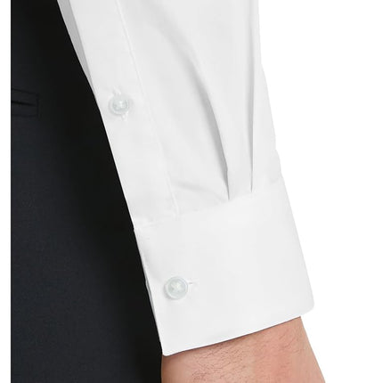 Van Heusen Men's Dress Shirt Fitted Poplin Solid, White, 15.5" Neck 32"-33" Sleeve