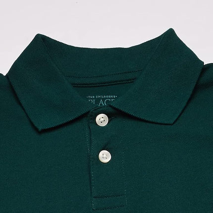 The Children's Place Baby Boys Toddler Uniform Long Sleeve Pique Polo Shirt, Spruce Shade, 6-9 Months