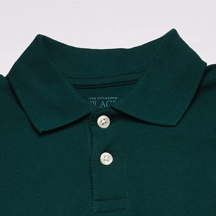 The Children's Place Baby Boys Toddler Uniform Long Sleeve Pique Polo Shirt, Spruce Shade, 6-9 Months