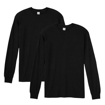 Gildan Men's Heavy Cotton Long Sleeve T-Shirt, Style G5400, 2-Pack, Black, XXX-Large