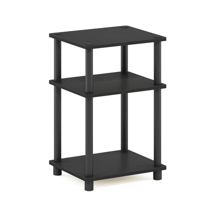 Furinno JUST Side Table, 3-Tier End Table, Open Shelves Night Stand, Bedside Table, Toolless Assembly, for Living Room, Bedroom, Americano
