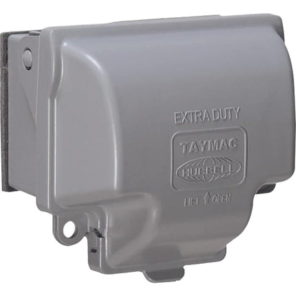 TayMac MX3300 One Gang Horizontal in Use Metal Weatherproof Receptacle Cover, Gray Finish