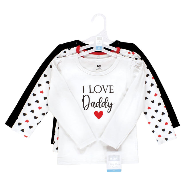 Camisetas de manga larga para bebé Hudson Baby, niña, Daddy Red Black, 5T