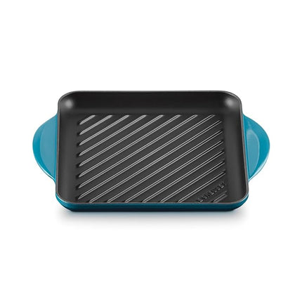 Le Creuset Parrilla cuadrada de hierro fundido esmaltado, 24 cm, Oyster