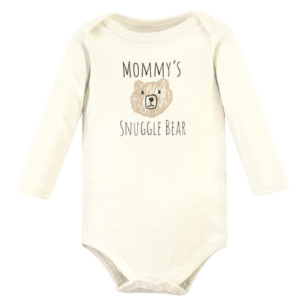 Lot de 2 grenouillères en coton à manches longues Hudson Baby pour bébé unisexe, motif « Snuggle Bear », 3-6 mois