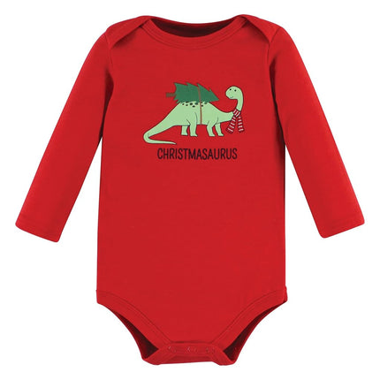 Hudson Baby Lot de bodies à manches longues et de pantalons unisexes pour bébé, motif Christmasaurus, 0-3 mois