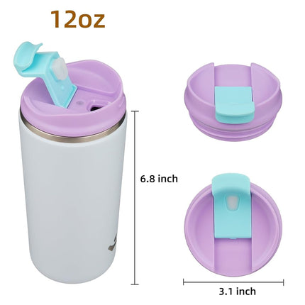 Konokyo Tumbler with Lid, 12 oz Travel Coffee Mug Double Wall Vacuum Stainless Steel Thermal Metal Cup Insulated Water Bottle,Haze Ash