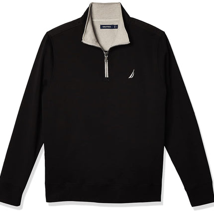 Nautica Men's 1/4 Zip Pieced Fleece Sweatshirt, True Black, S
