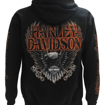 Harley-Davidson Men's Eagle Piston Long Sleeve Pullover Hoodie, Black 30299949
