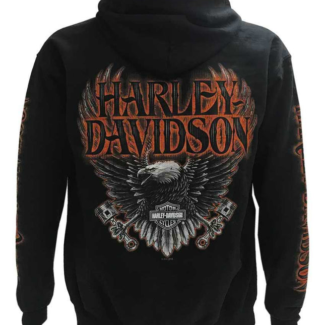 Harley-Davidson Men's Eagle Piston Long Sleeve Pullover Hoodie, Black 30299949