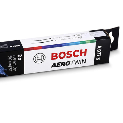 Bosch Wiper Blade Aerotwin A077S, Length: 750mm/500mm – Set of Front Wiper Blades - Only for Left-Hand Drive (EU)
