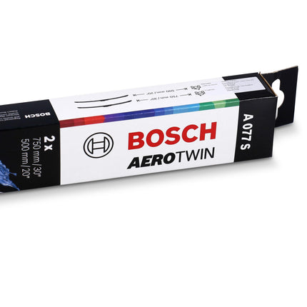 Bosch Wiper Blade Aerotwin A077S, Length: 750mm/500mm – Set of Front Wiper Blades - Only for Left-Hand Drive (EU)