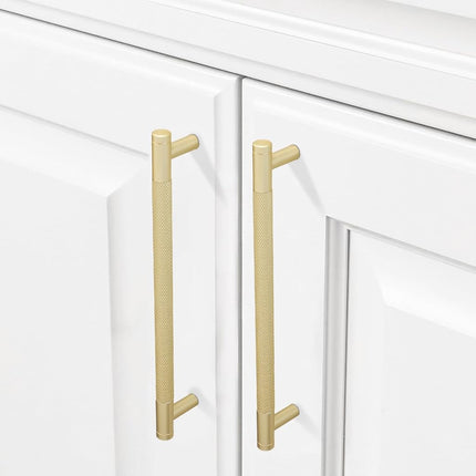 COTYKILEY 10 Pack 7.5 Inch(192mm) Brushed Brass Gold Knurled Kitchen Cabinet Pulls